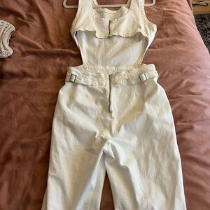 Urban Outfitters Cream Denim Jumpsuit